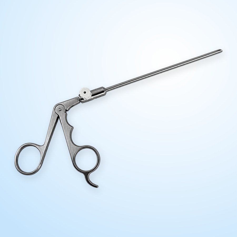 Rohrschaftinstrument von Dausch für die Laryngoskopie: Fasszange mit Ringgriff und Spülanschluss
